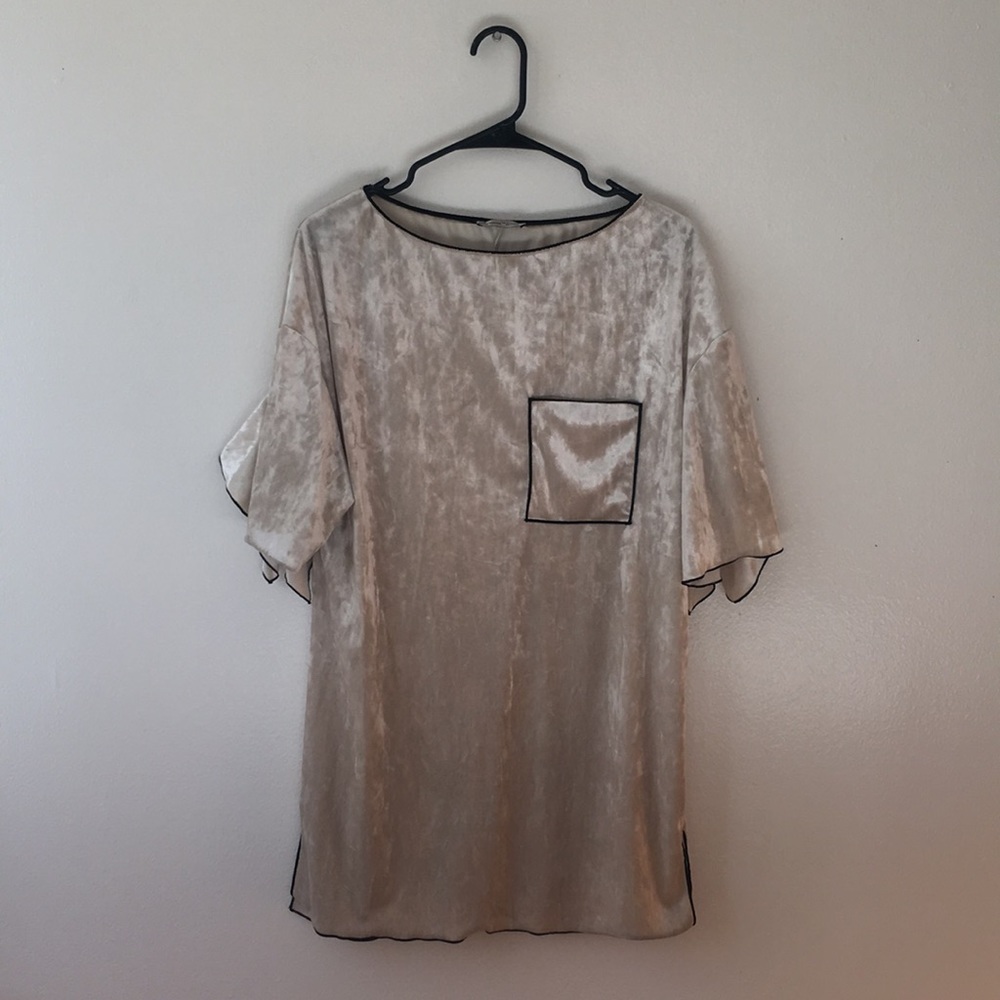 Zara Contrast Trim Velvet Tunic // Size Small
